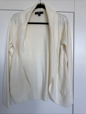 GNW Cream Open-Front Shawl Collar Cardigan
